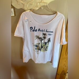 Polo Ralph Lauren 1967 white graphic cropped tee swordfish, thrashed size XXL